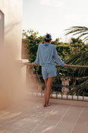 Striped Terry Pullover - Blue & White