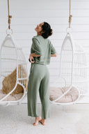 Knit Cropped Shirt - Field Green