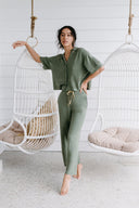 Knit Cropped Shirt - Field Green