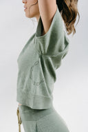 Knit Cropped Tee - Field Green