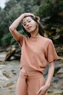 Knit Cropped Tee - Terracotta