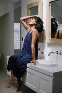 Low Back Flowy Dress in Midnight Blue