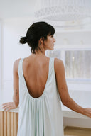 Low Back Flowy Dress in Honeydew Back Detail
