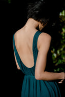 Low Back Flowy Dress in Teal Back Detail