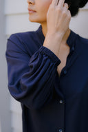 Modern Sleep Shirt in Midnight Blue Front Detail