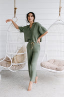 Knit Drawcord Pants - Field Green