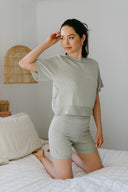 Knit Cropped Tee - Sage