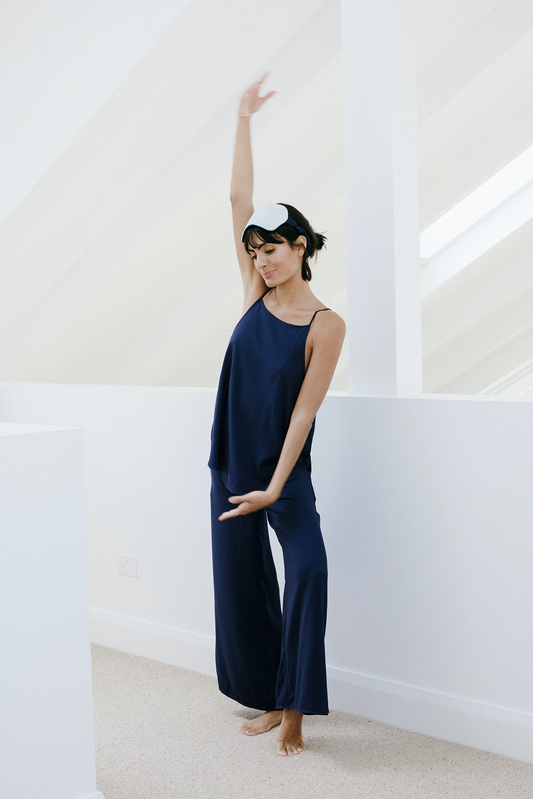 Breezy Cami and Wide Leg Lounge Pants in Midnight Blue