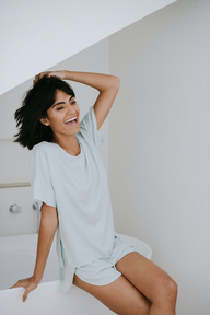Relaxed Tee and Lounge Shorts in Honeydew