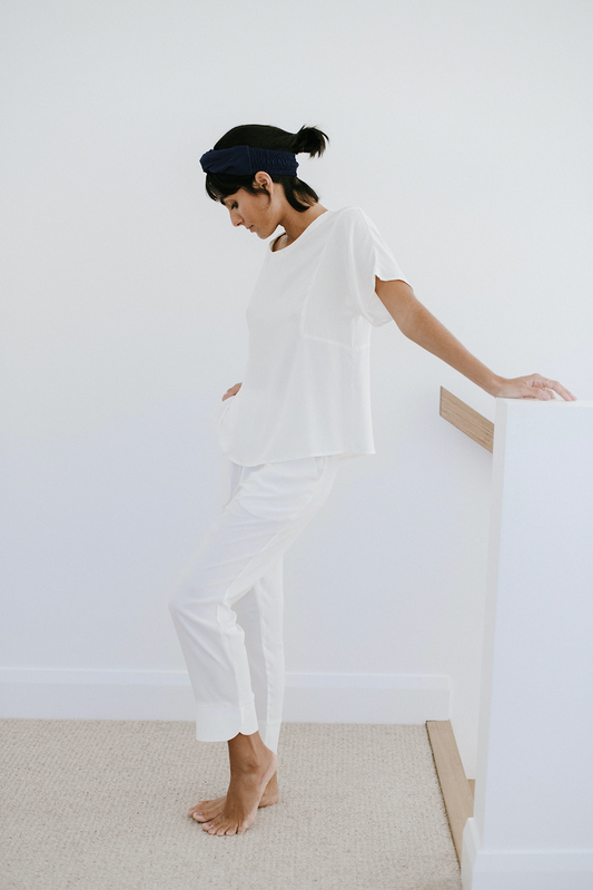 Relaxed Tee and Tapered Lounge Pants in Ivory