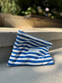 Striped Terry Pouch - Blue & White
