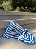 Cotton Terry Striped Scrunchie - Blue and White