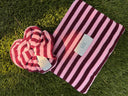 Striped Terry Pouch - Burgundy & Pink