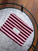 Striped Terry Pouch - Burgundy & Pink