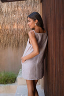 Linen Cotton Dress - Cocoa Stripe