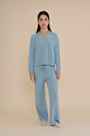 Knit Drawcord Pants - Chambray Blue