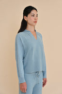 Knit Polo Pullover - Chambray Blue