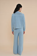 Knit Polo Pullover - Chambray Blue