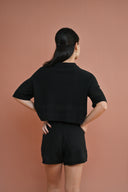 Knit Cropped Shirt - Noir
