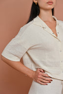 Knit Cropped Shirt - Cloud Dancer