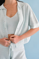 Knit Cropped Shirt - Cloud Sky