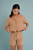 Knit Cropped Shirt - Sable