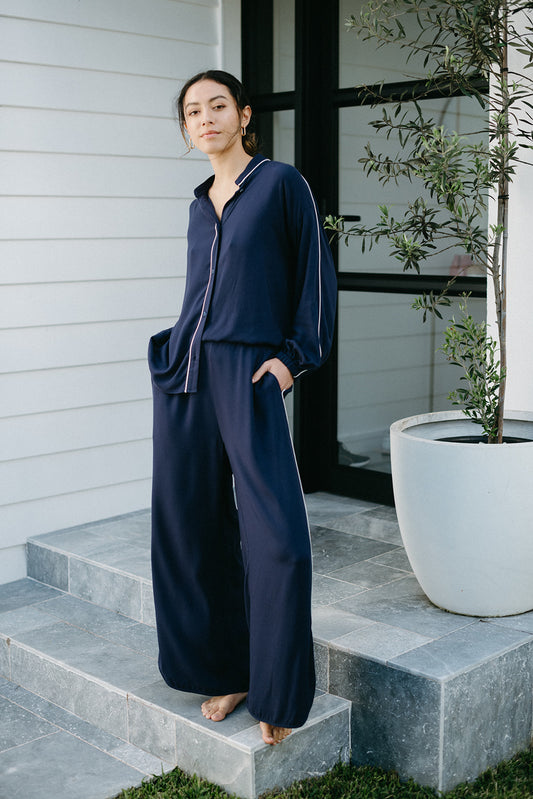 The Tipped SOL Set: Shirt and Wide Leg Pants