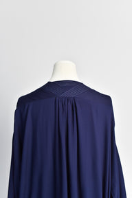 Kimono Robe with Contrast Stitching in Midnight Blue - Back Close Up View