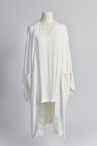 Kimono Robe with Contrast Stitching in Ivory 
