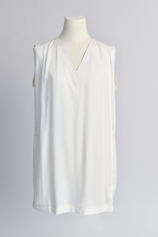 Envelope Dress with Contrast Stitching in Ivory