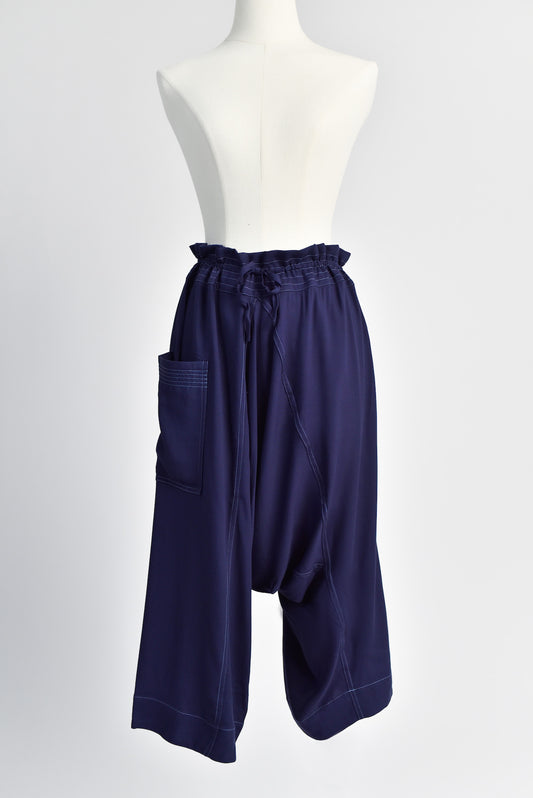 Relaxed Pants with Contrast Stitching in Midnight Blue
