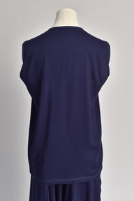 Relaxed Tank with Contrast Stitching in Midnight Blue - Back View