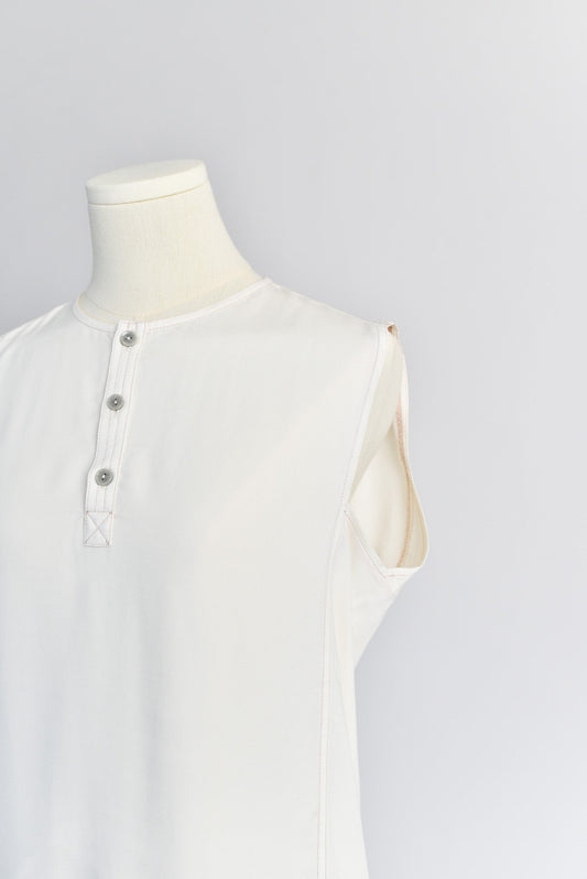 Relaxed Tank with Contrast Stitching in Ivory