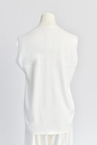Relaxed Tank with Contrast Stitching in Ivory - Back View