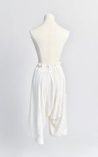Relaxed Pants with Contrast Stitching in Ivory - Back View