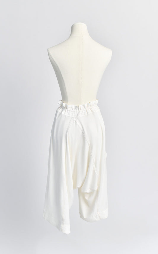 Relaxed Pants with Contrast Stitching in Ivory - Back View