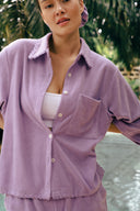 Cotton Terry Embroidered Shirt - Mauve