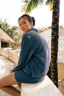 Cotton Terry Classic Pullover - Dusk Blue