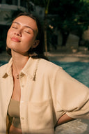 Cotton Terry Embroidered Shirt - Crema