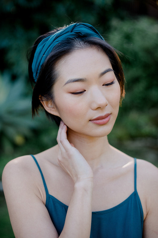 Breezy Cami and Wide Leg Lounge Pants with Headband in Teal