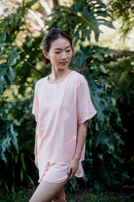 Relaxed Tee and Lounge Shorts in Light Coral