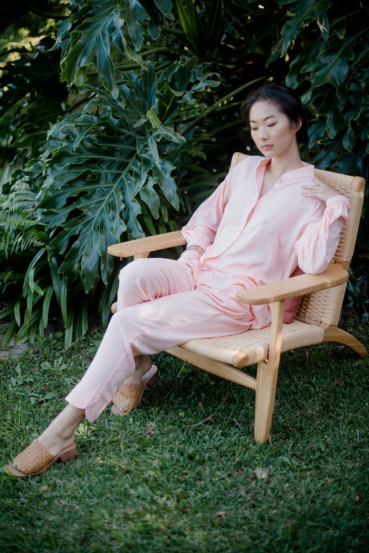 Modern Sleep Shirt and Tapered Lounge Pants in Light Coral