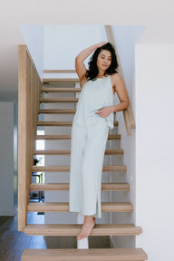 Breezy Cami and Wide Leg Lounge Pants in Honeydew