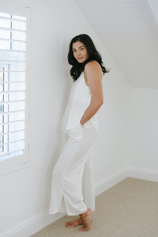 Breezy Cami and Wide Leg Lounge Pants in Ivory