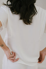 Relaxed Tee and Wide Leg Lounge Pants in Ivory