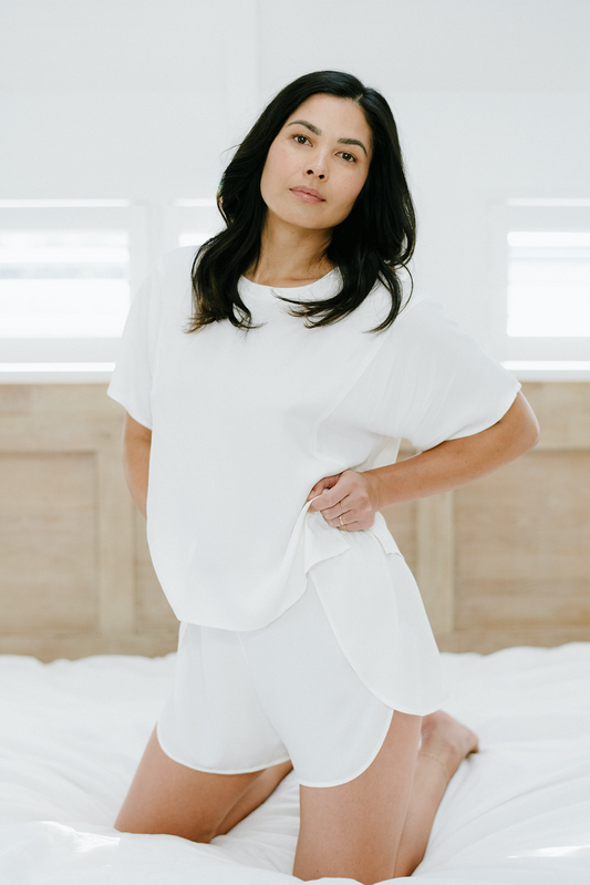 Relaxed Tee and Lounge Shorts in Ivory