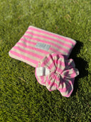 Striped Terry Scrunchie - Beige & Pink