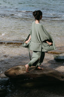 Knit Belted Cardigan - Field Green