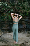 Knit V-Neck Bralette - Field Green