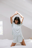 Lounge Shorts in Honeydew with Relaxed Tee